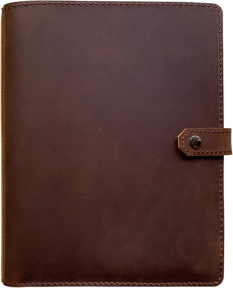 Fan&Ran Genuine Leather Binder Portfolio, 6 Ring Binder Organizer with Inner Pockets and Pen Holder, A5 - Image 1